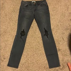 Graphite grey ripped skinny jeggings